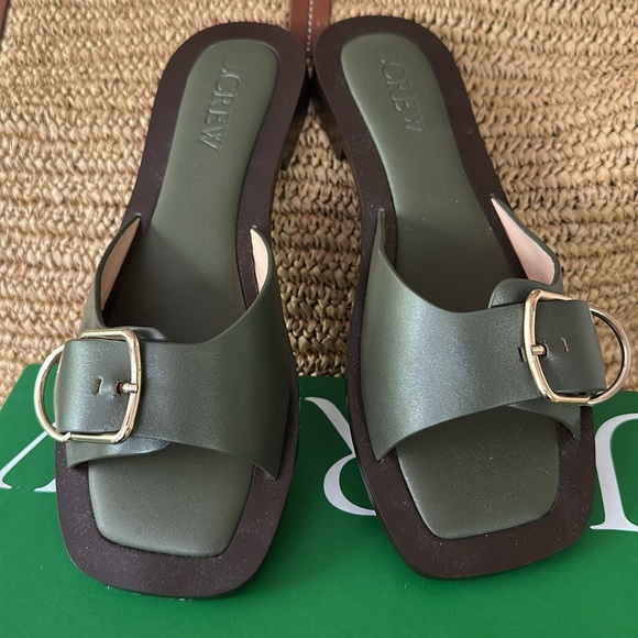 NIB | J Crew Callie Sandals in Rich Olive - Picture 3 of 11